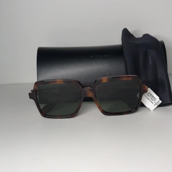New Authentic Tortoise Square Sunglasses with Black Case SL 174 002 - Picture 11 of 11